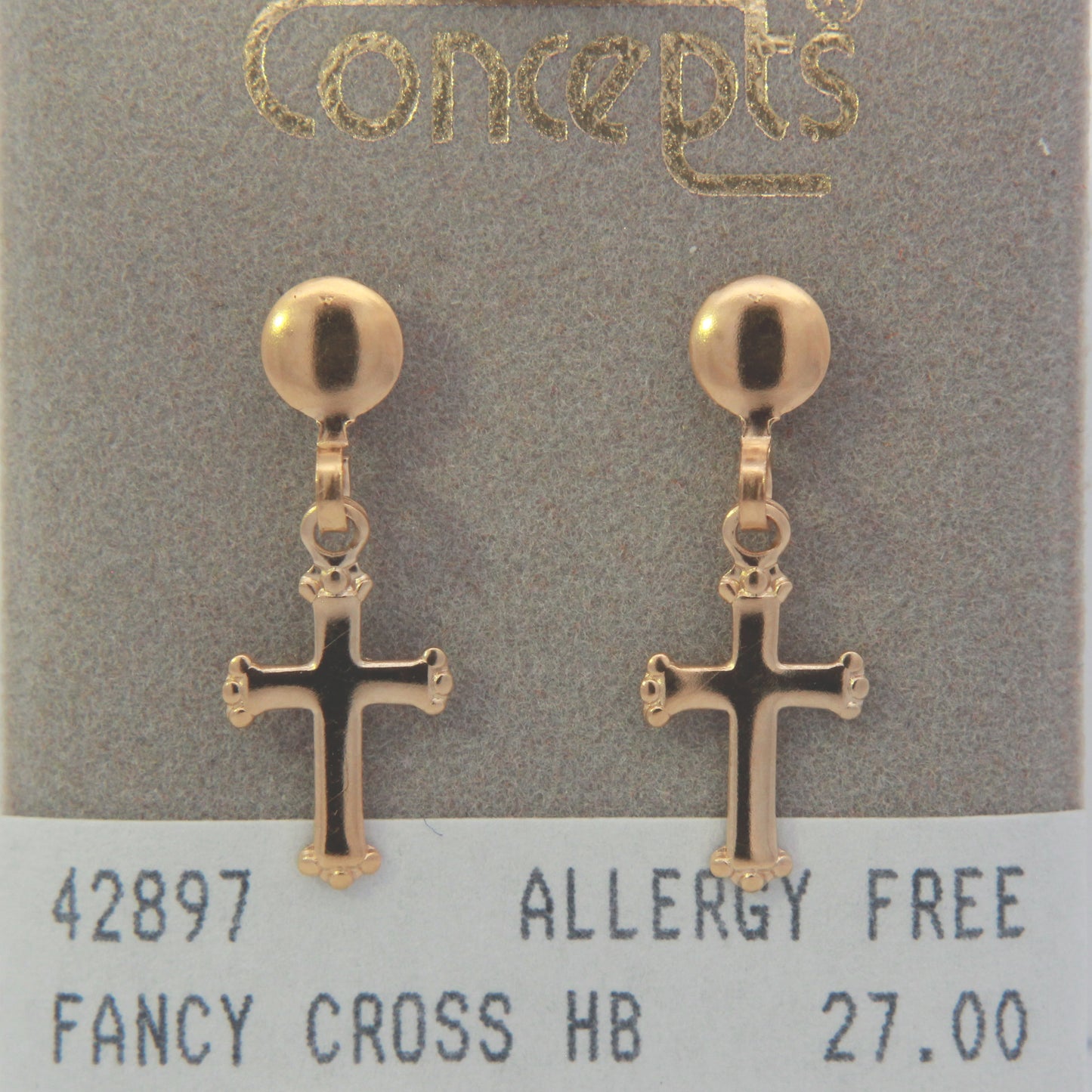 24K Gold Plated Surgical Stainless Steel Cross Dangle
