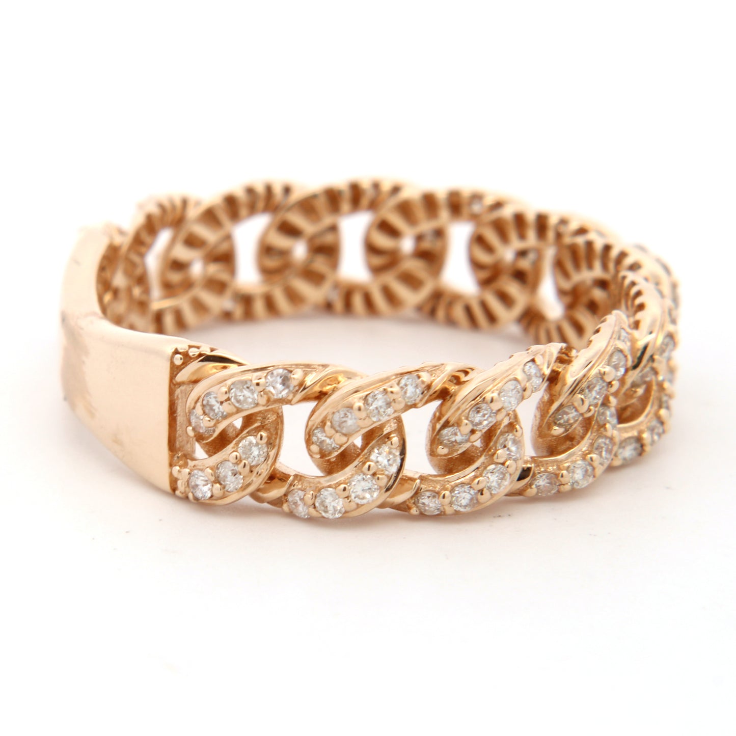 Round Brilliant Diamonds Cuban Link Fashion Ring