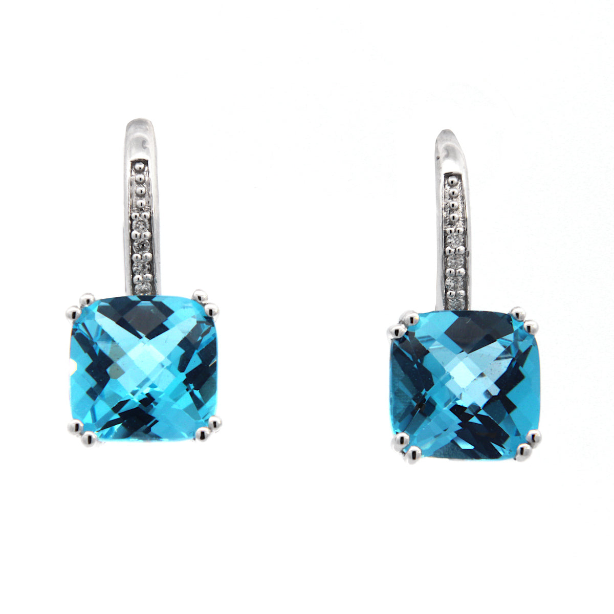 Cushion Topaz Drop Earrings
