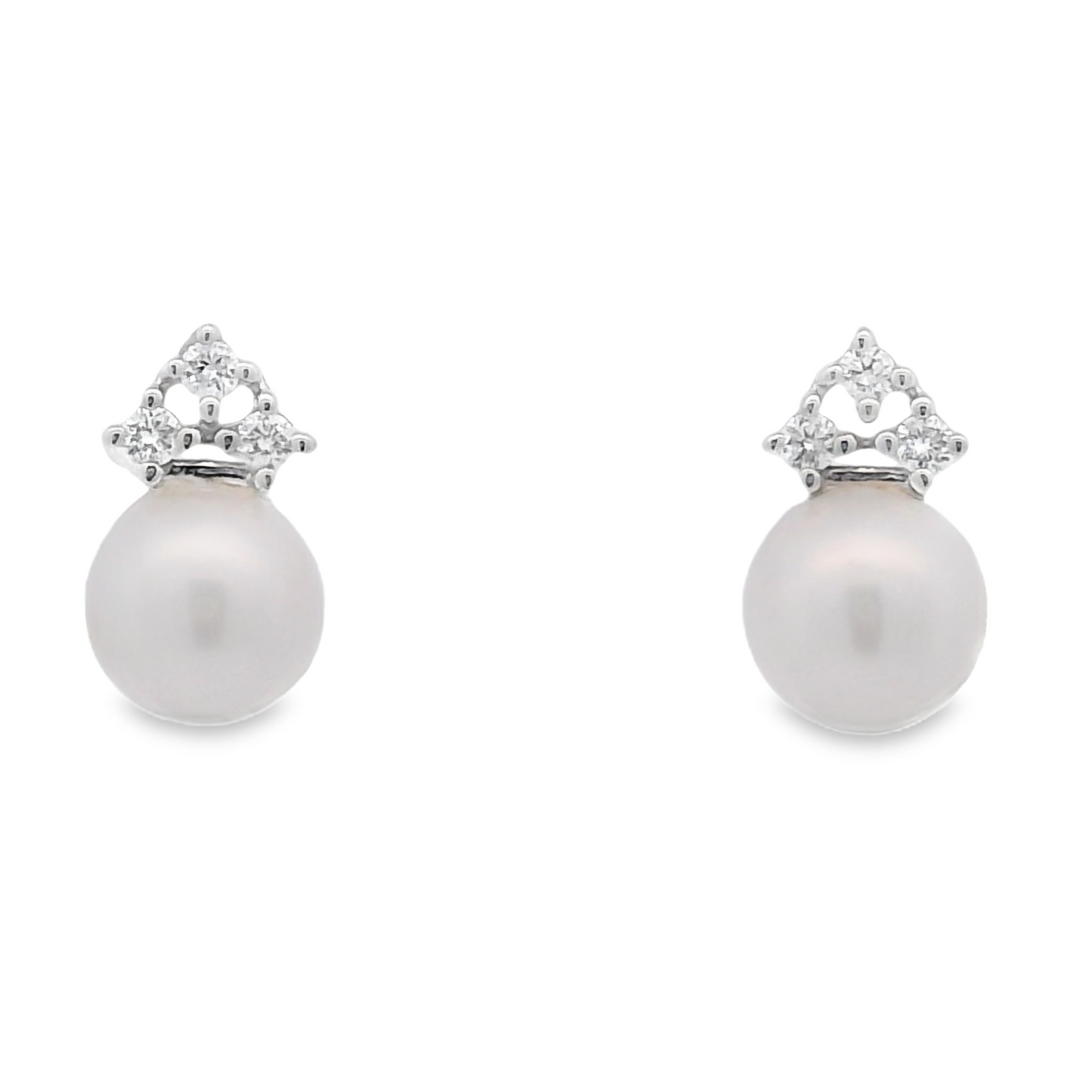 6mm Pearls and Diamonds Stud Earrings