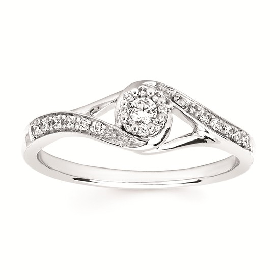 White Gold Bypass Wedding Set