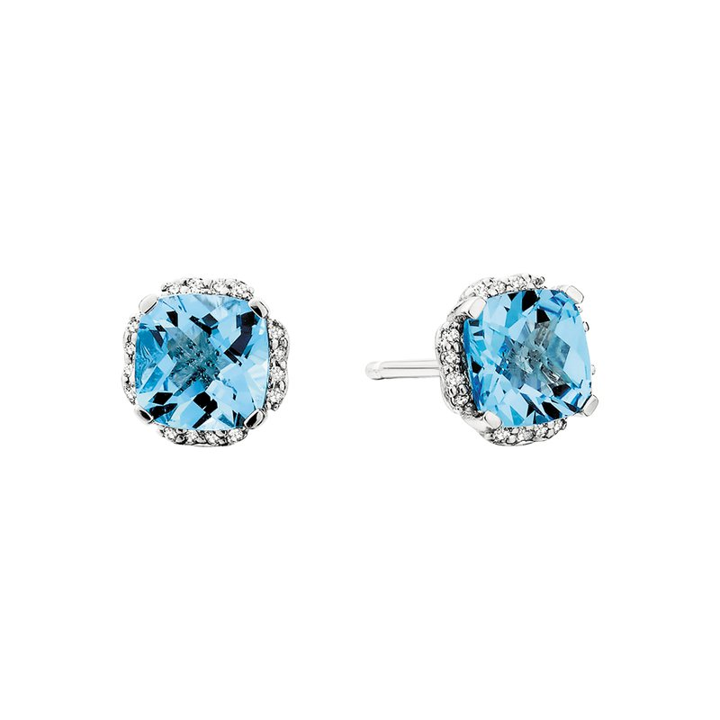 Square Cushion Topazes Stud Earrings