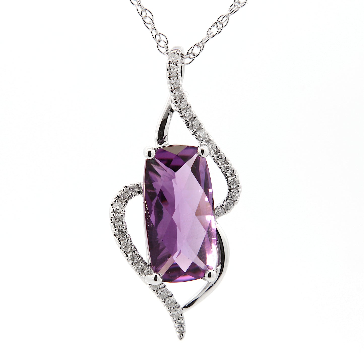Retangular Cushion Amethyst Attached Pendant