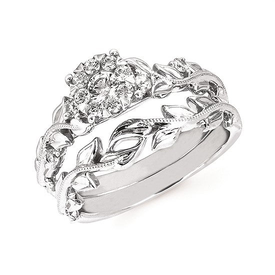 3/8 Cttw. Floral Wedding Set