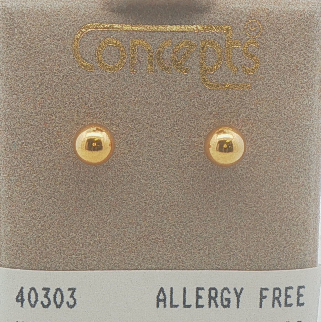 24K Gold Plated Surgical Stainless Steel Ball Stud