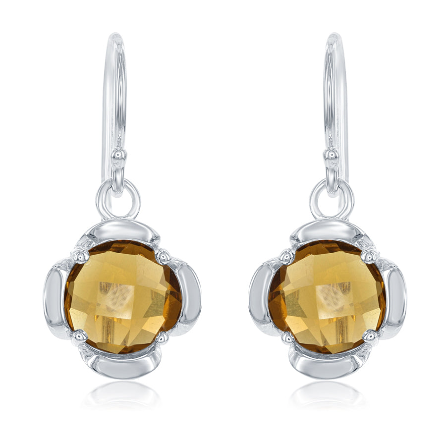 Round Quartz Dangle Earrings