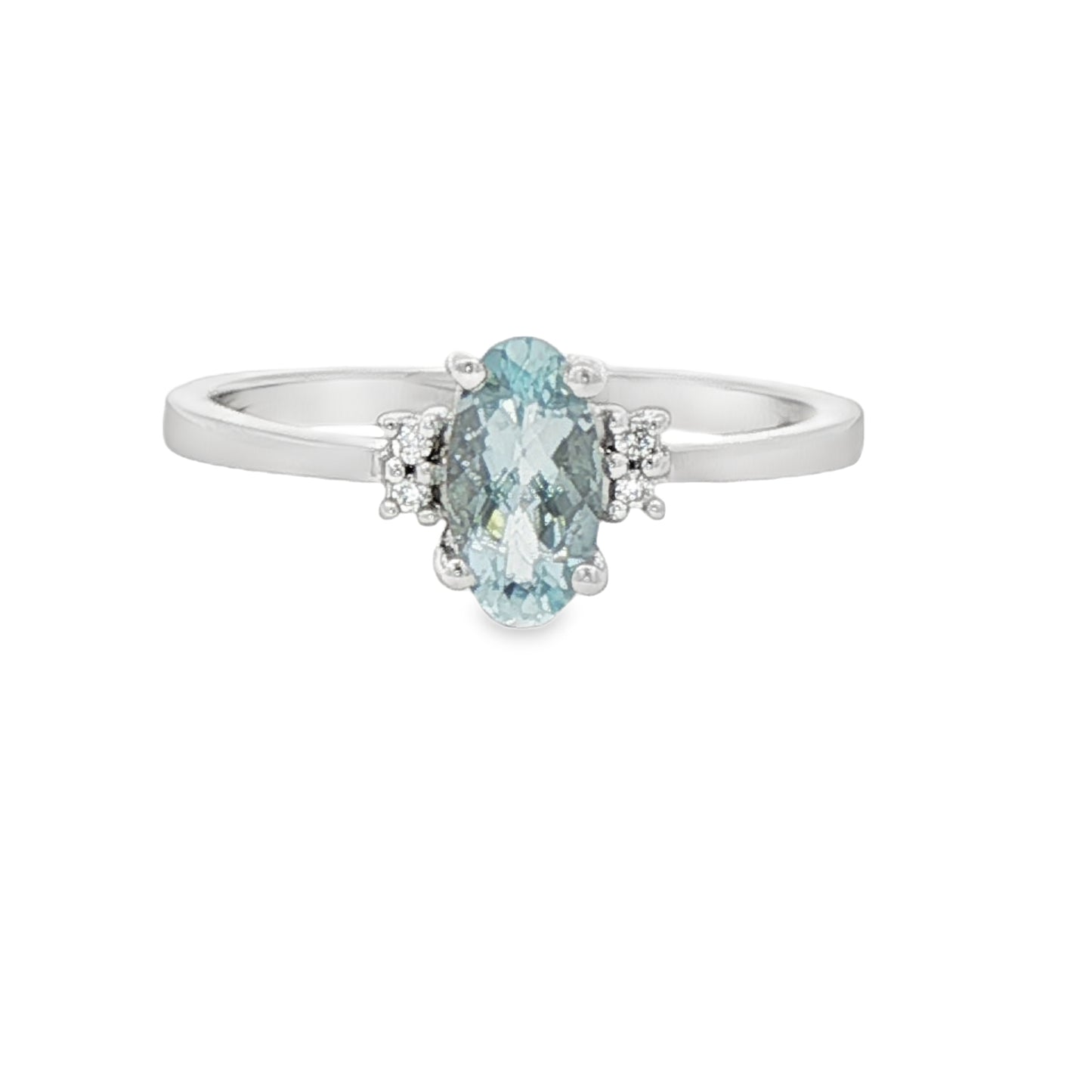 Aquamarine Accented Ring