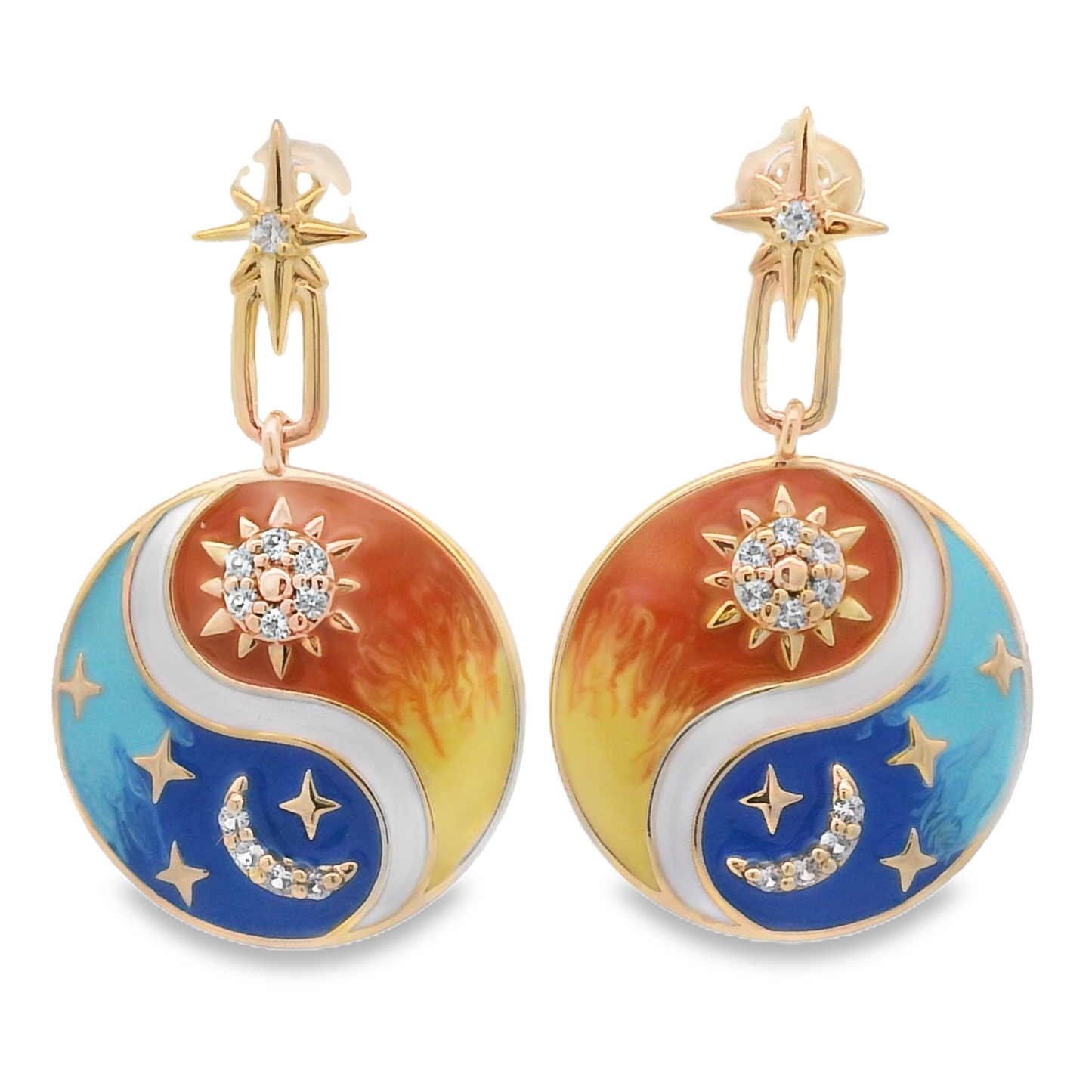 Round Sapphires Dangle Earrings