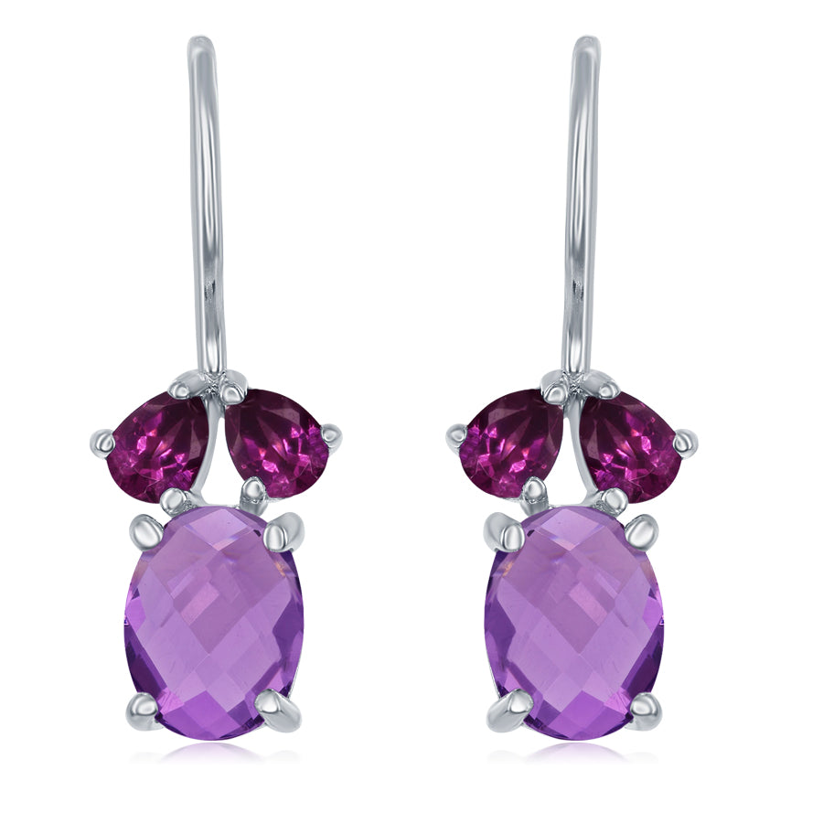 Oval Amethysts Drop Earrings