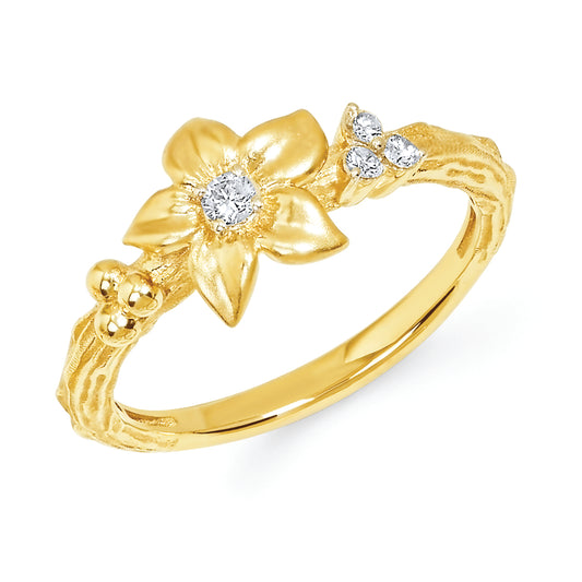 Round Brilliant Diamonds Floral Fashion Ring