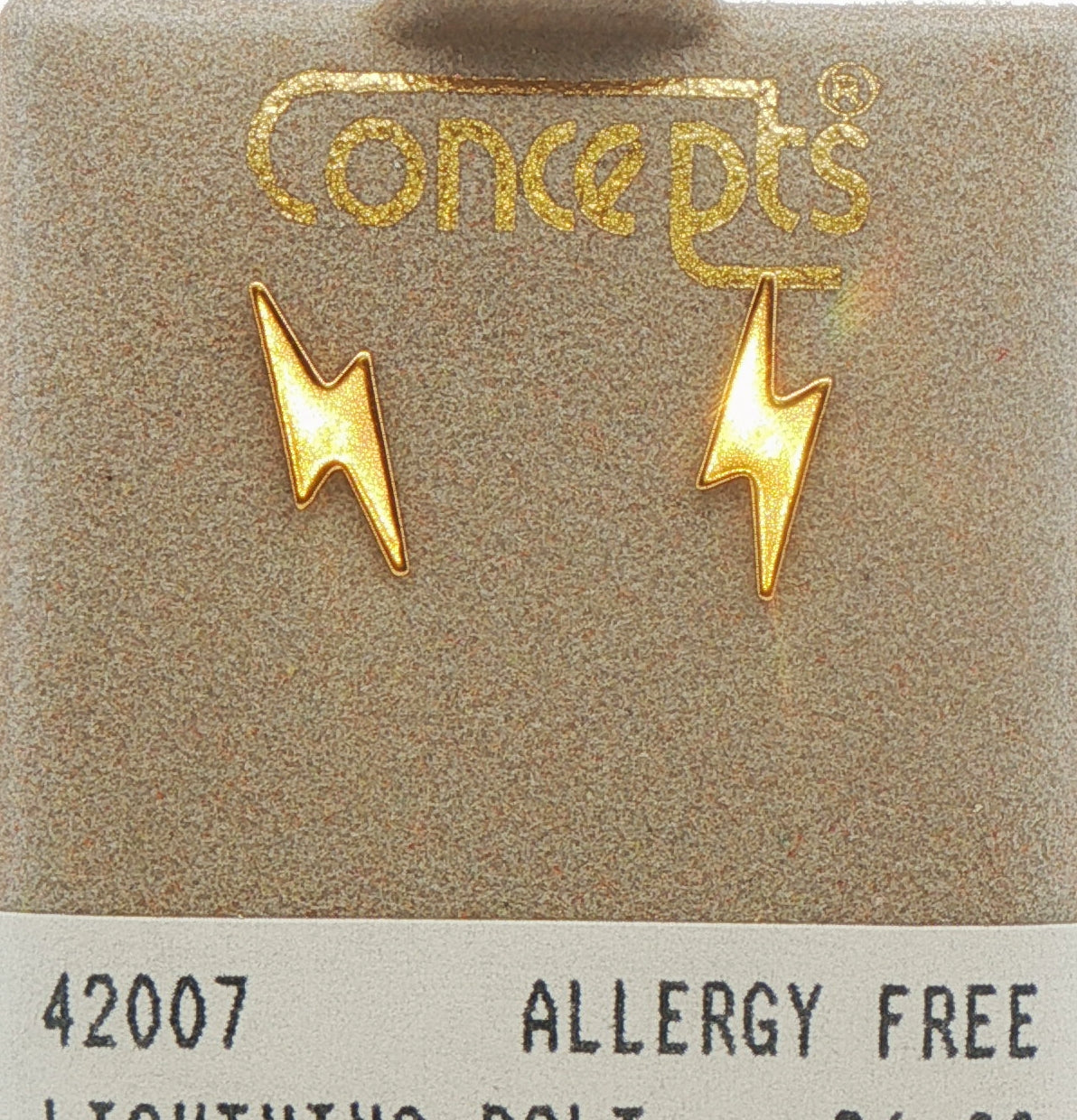24K Gold Plated Surgical Stainless Steel Lightning Bolt Stud