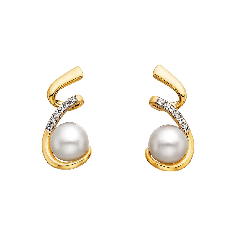Pearls and Diamonds Swirl Earrings