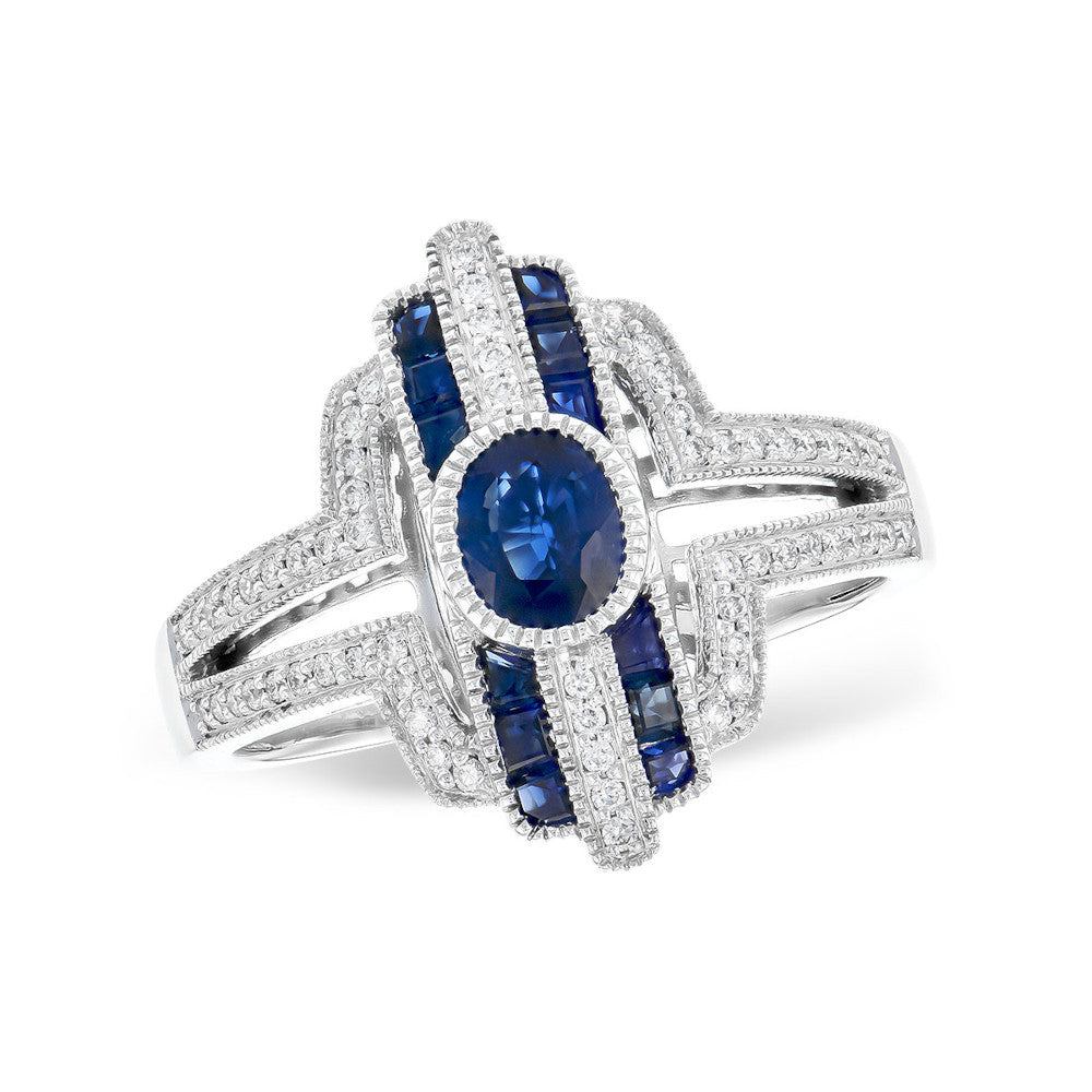 Various Shapes Sapphires Vintage Inspired Ring