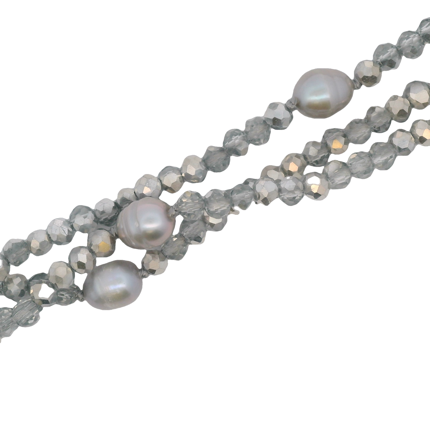 Pearls and Crystal Bead Three-Strand Necklace