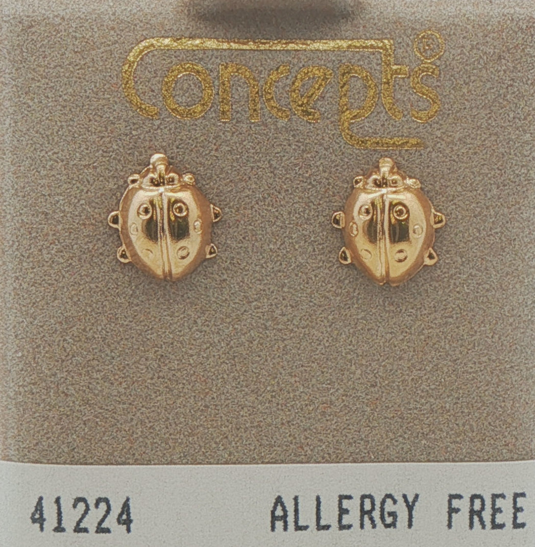 24K Gold Plated Surgical Stainless Steel Ladybug Stud