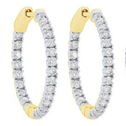 1.0 Cttw. Diamonds Inside-Out Hoop Earrings