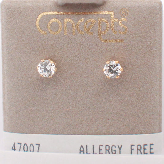 24K Gold Plated Surgical Stainless Steel Cubic Zirconium Stud