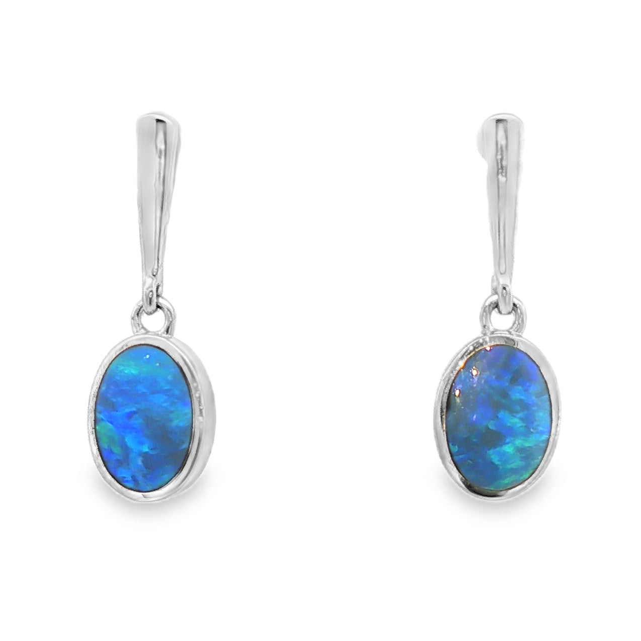 Oval Opals Dangle Earrings