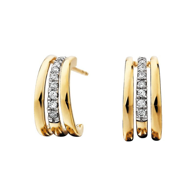 1/10 Cttw. Diamonds Three Row J Hoop Earrings