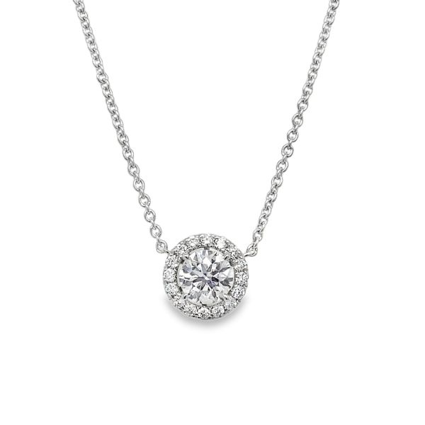 1-1/4CTW Attached Halo LAB Diamond Pendant/Necklace