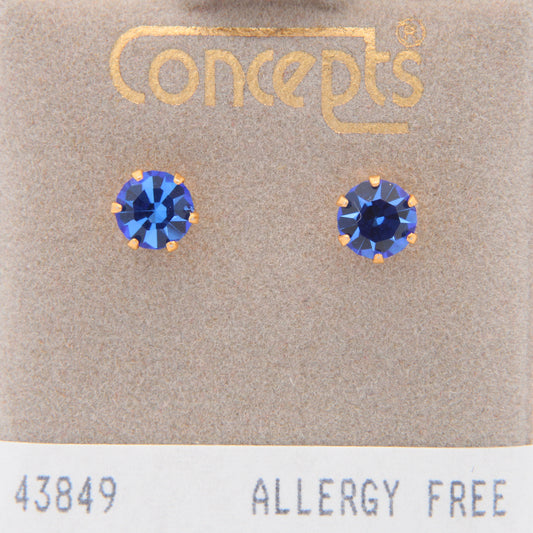 24K Gold Plated Surgical Stainless Steel 5mm September Stud