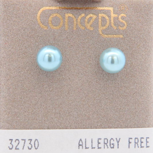 Surgical Stainless Steel Lt Blue Simulated Pearl Stud
