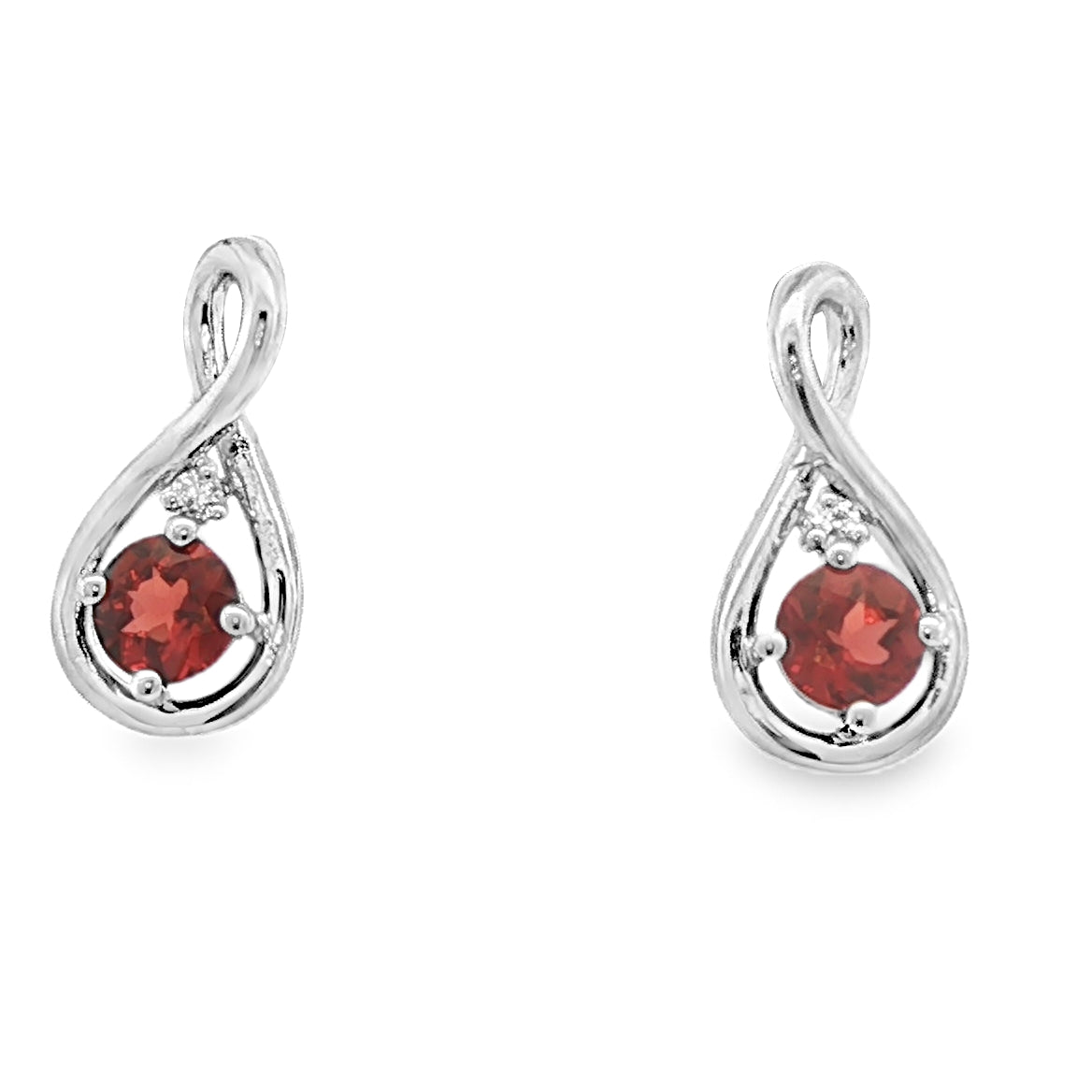 Round Garnets Drop Earrings