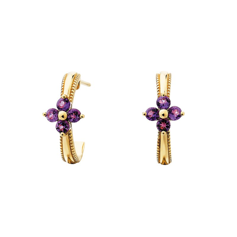 Round Amethysts J-Hoop Earrings