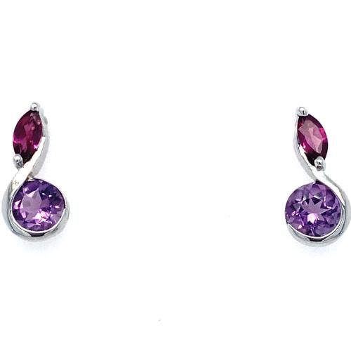 Round Amethysts Drop Earrings