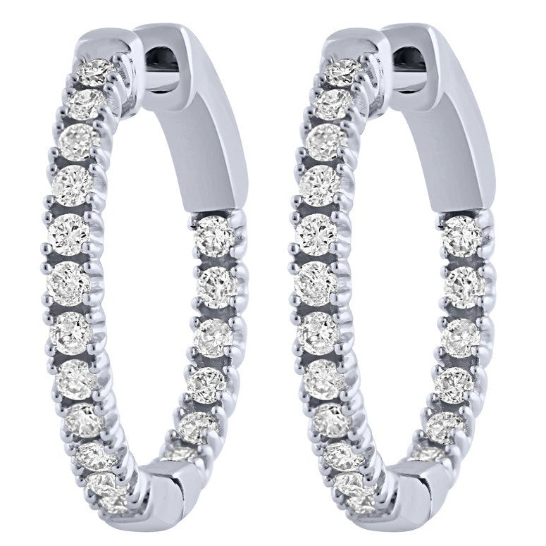 1.0 Cttw. Diamonds Inside-Out Hoop Earrings