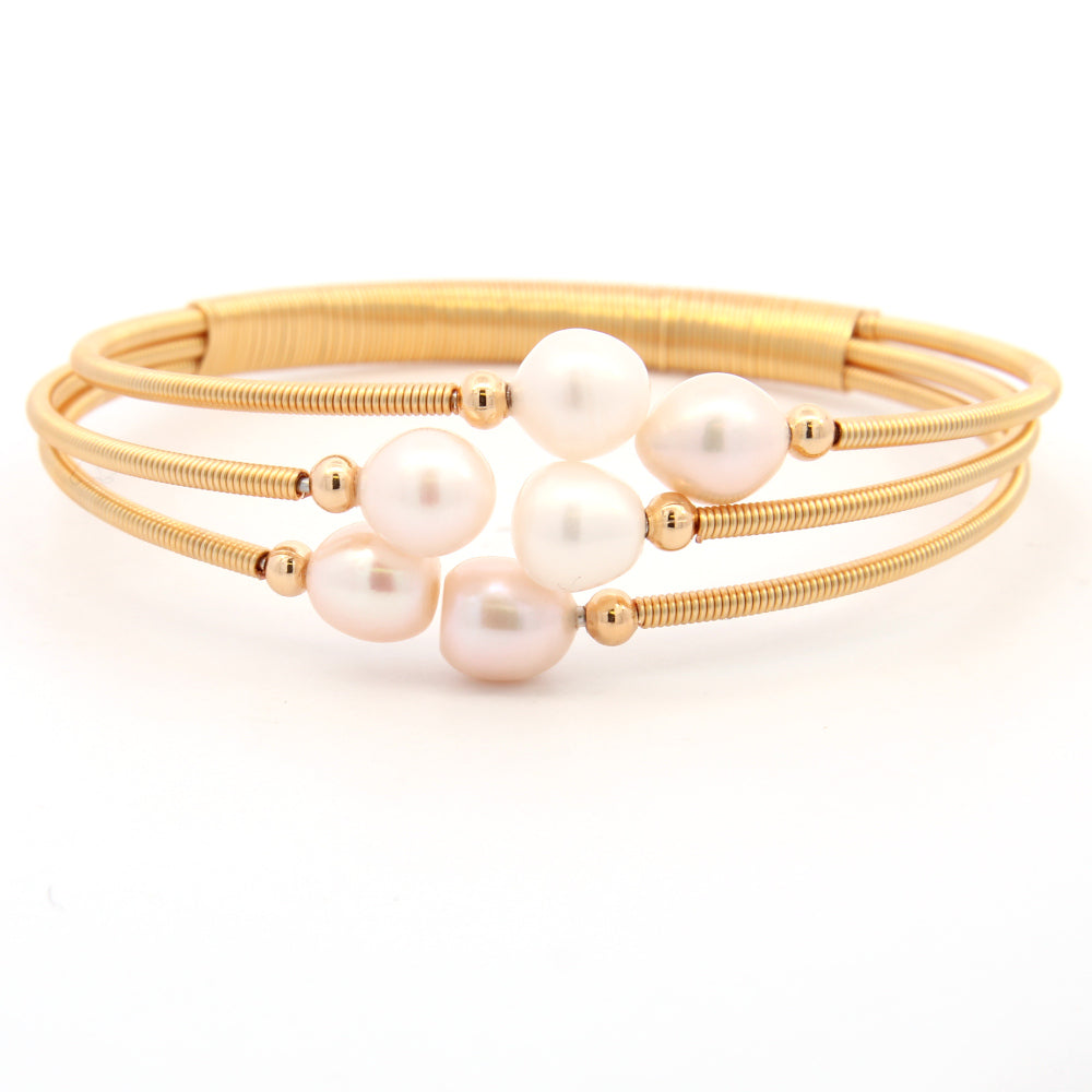 Round Pearls Wire Wrapped Bracelet