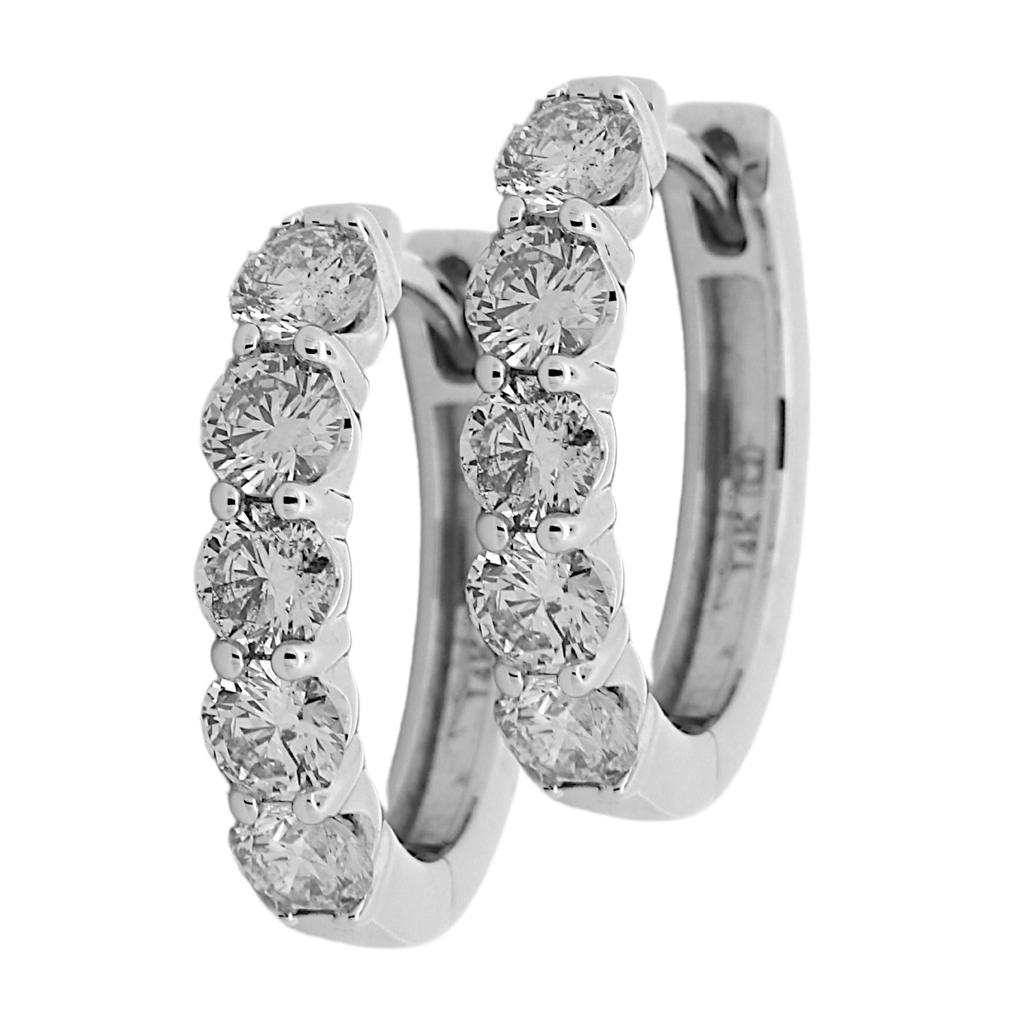 1-1/3 Cttw. Diamonds Hoop Earrings