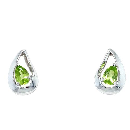 Pear Peridot Stud Earrings
