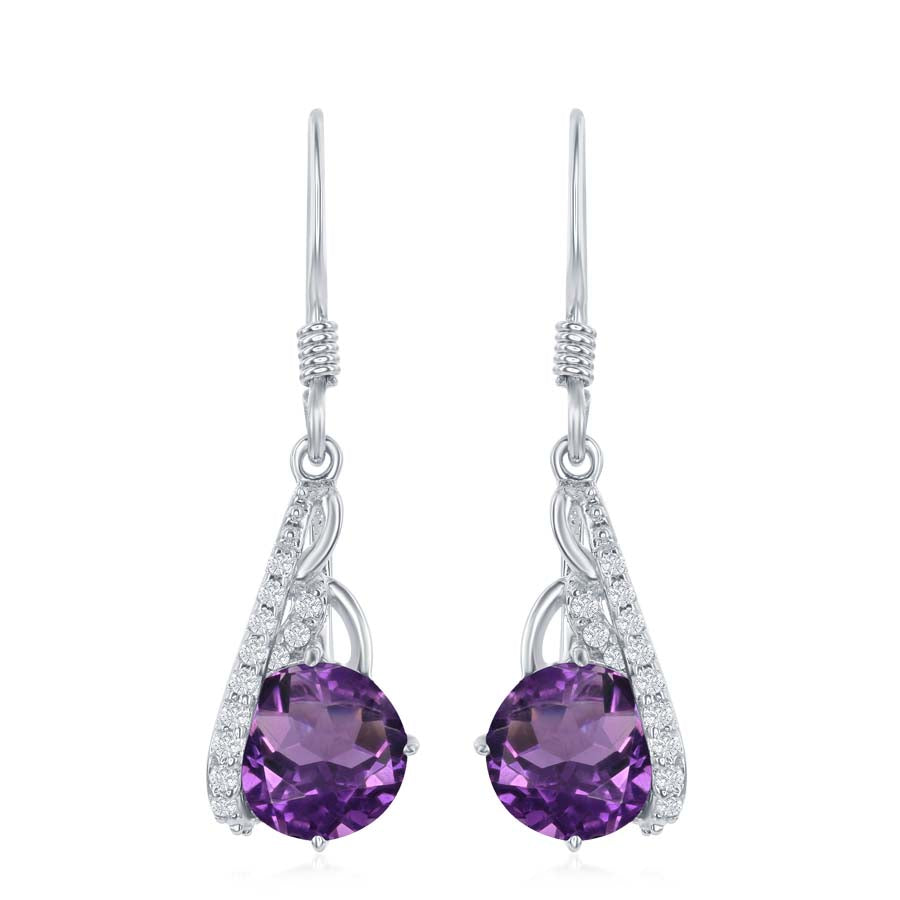 Round Amethysts Dangle Earrings