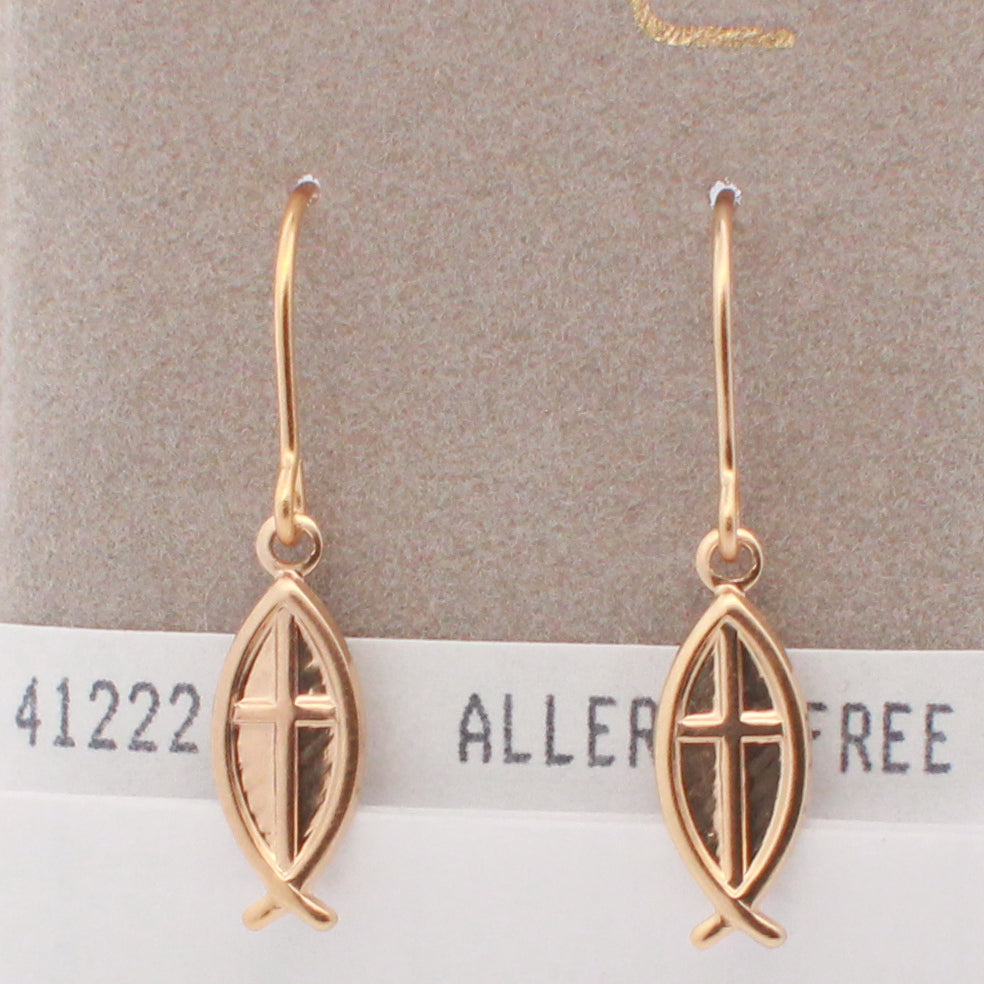 24K Gold Plated Surgical Stainless Steel Fish/Cross Dangle