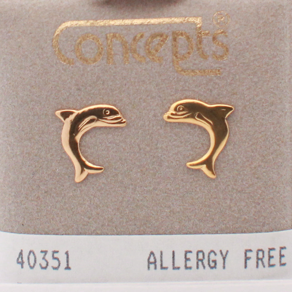 24K Gold Plated Surgical Stainless Steel Dolphin Stud