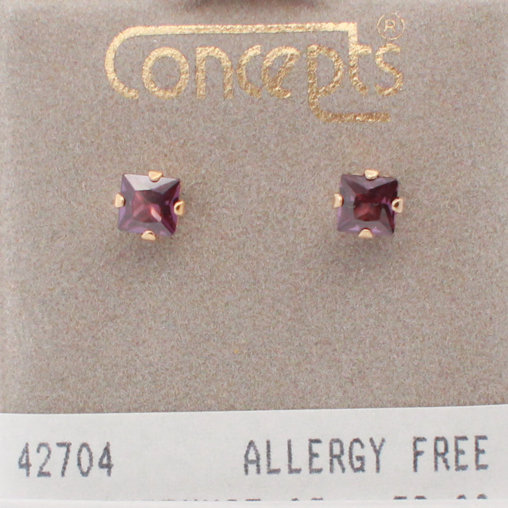 24K Gold Plated Surgical Stainless Steel Cubic Zirconium Stud