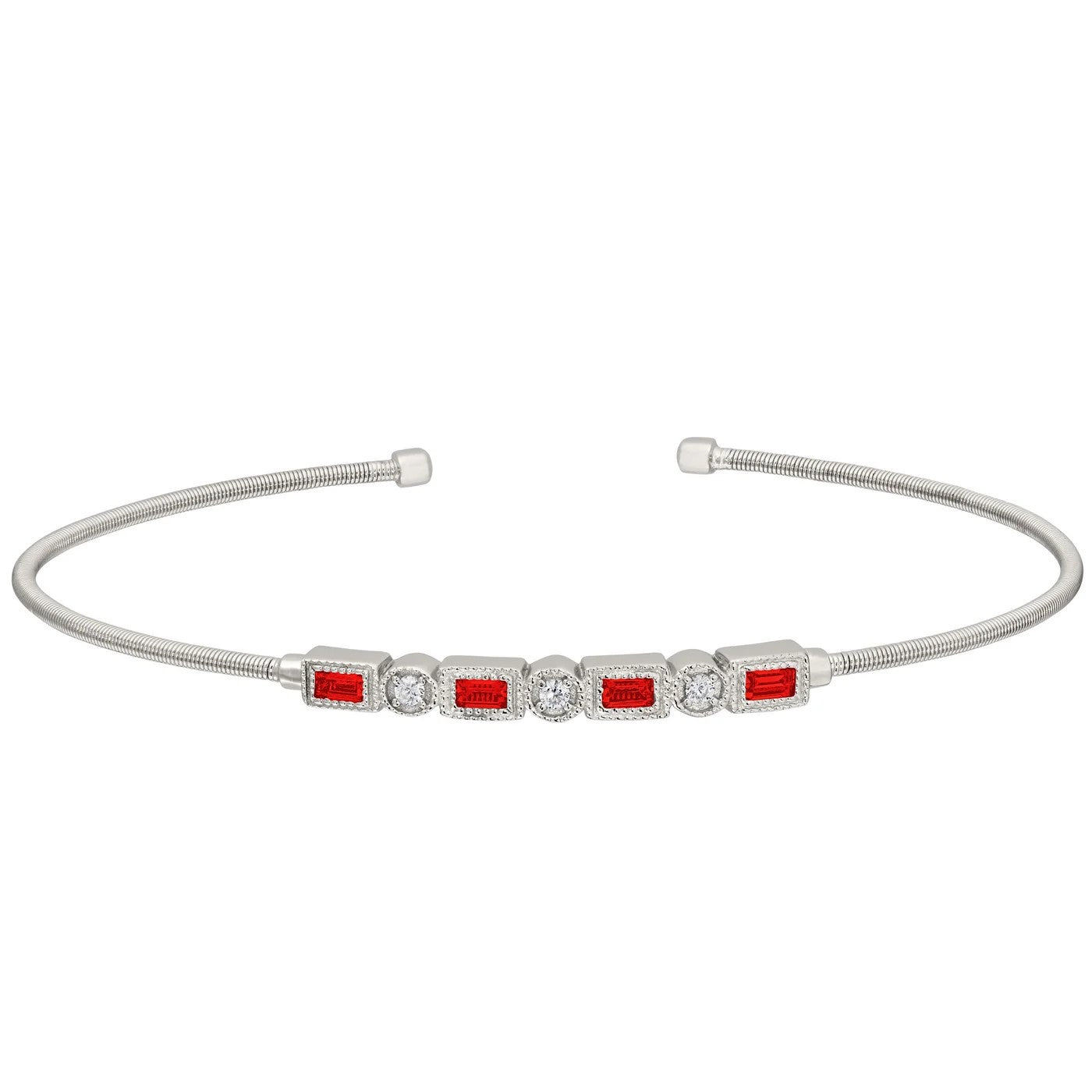 Baguette Rubies Cuff Bracelet