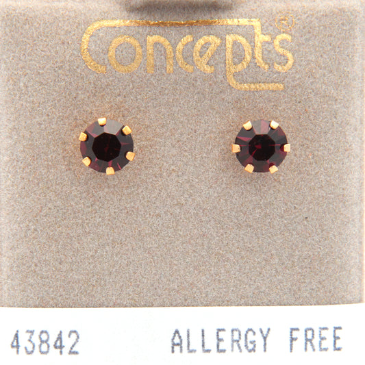 24K Gold Plated Surgical Stainless Steel 5mm February Stud