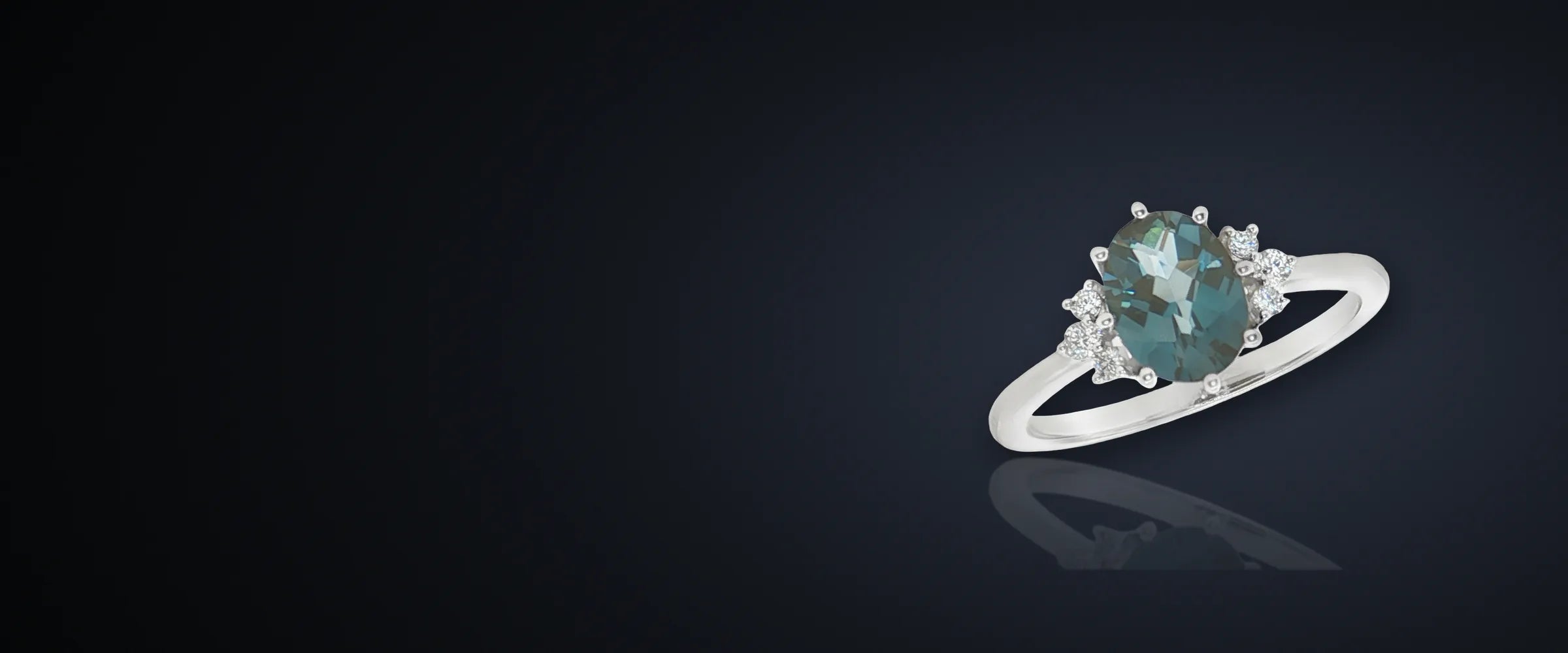 Topaz ring with diamond accents in 10 karat white gold