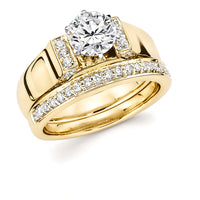 1-3/8cttw Romance Accented Wedding Set in 14 Karat Yellow Gold