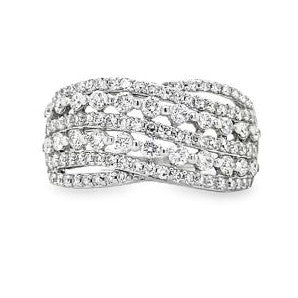 1.0cttw Modern Woven LAB Diamond Ring in 10 Karat White Gold
