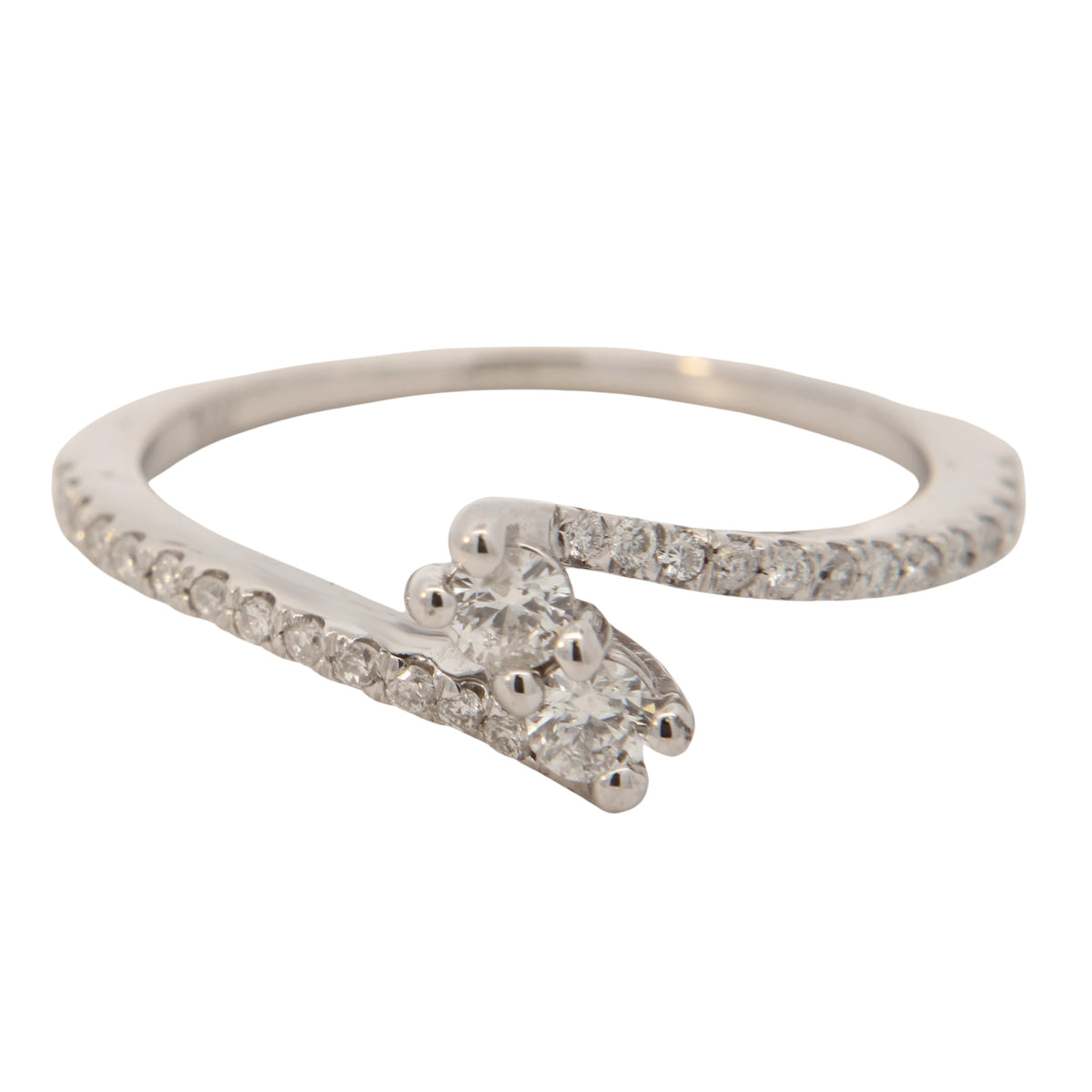 1/4cttw Classic Bypass Fashion Ring in 14 Karat White Gold