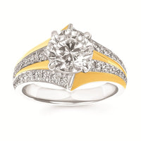 2-5/8cttw Romance Asymmetric Wedding Set in 14 Karat Yellow and White Gold