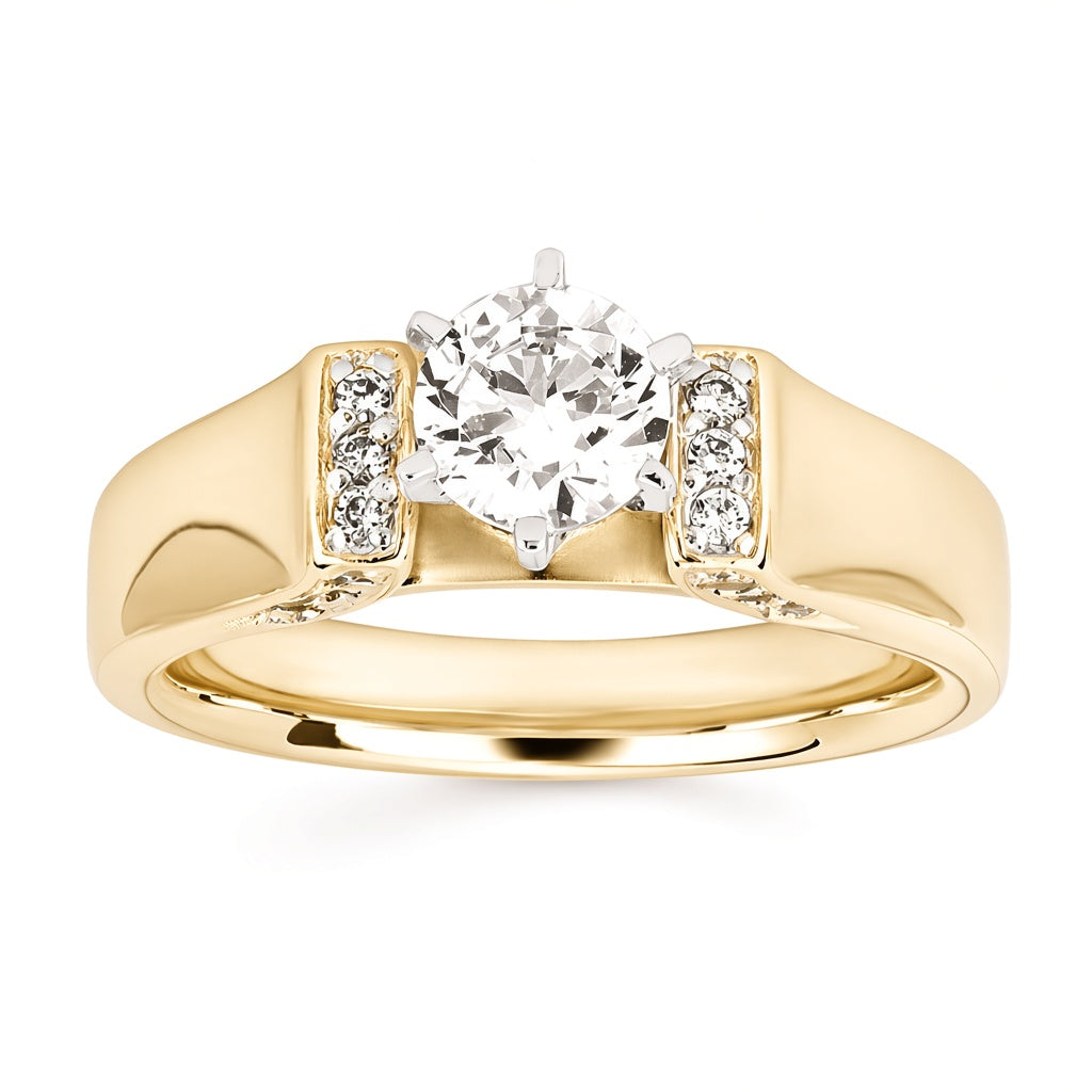 1-3/8cttw Romance Accented Wedding Set in 14 Karat Yellow Gold