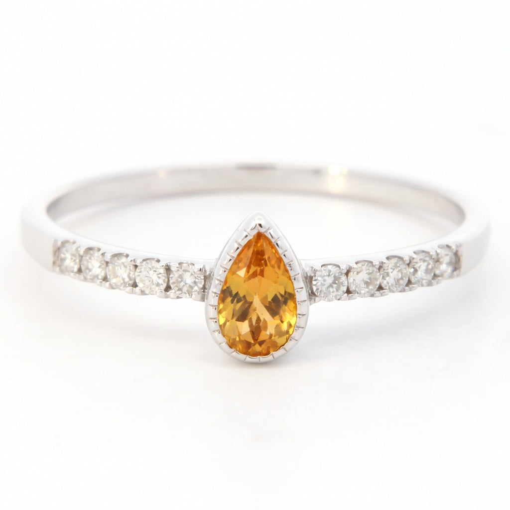 Citrine Minimalist Accented Ring in 14 Karat White Gold