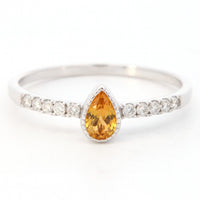 Citrine Minimalist Accented Ring in 14 Karat White Gold