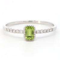 Peridot Minimalist Accented Ring in 14 Karat White Gold