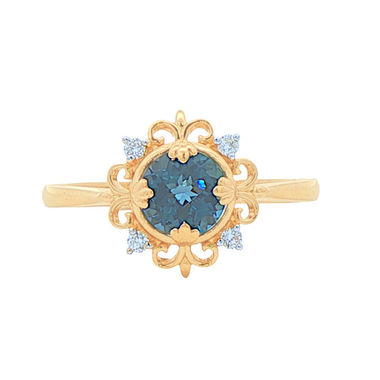 Topaz Vintage Inspired Halo Ring in 10 Karat Yellow Gold