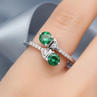 Emeralds Modern Bypass Ring in 10 Karat White Gold